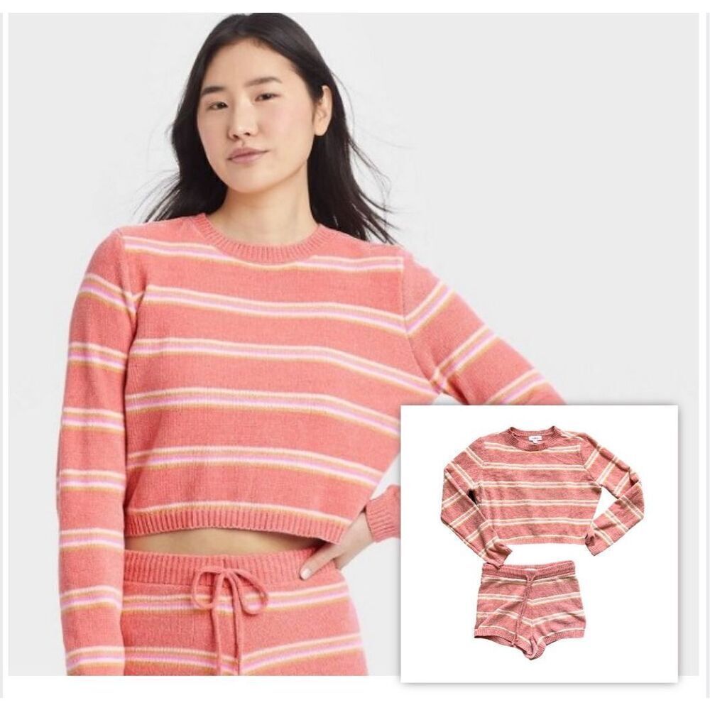 Womens Colsie Chenille 2 Piece Striped Cozy Lounge Outfit - Sz XS / S
